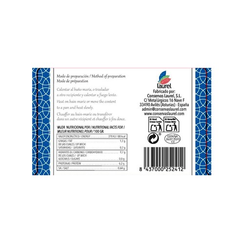 LAUREL Fabes con almejas 420 g