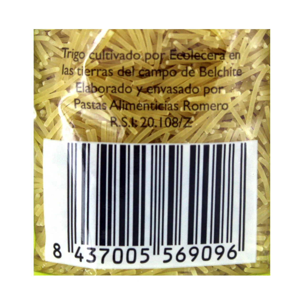 ECOLECERA Pasta fideos cabello de angel (cabellín), 100% ecológicos y de calidad superior 500 g.