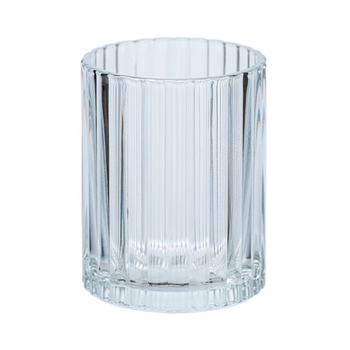 Vaso higiene dental de vidrio con relieve portacepillos color transparente, WENKO.