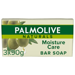 PALMOLIVE Jabón hidratante en pastilla para tocador, enriquecido con extracto de oliva PALMOLIVE Naturals moisture care 3 x 90 g.