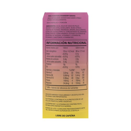 PRIME Bebida isotónica con sabor a strawberry banana 500 ml.