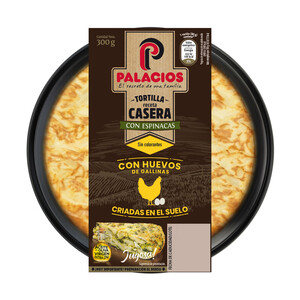 Imagen de Tortilla fresca receta casera con espinacas y aceite de oliva virgen extra PALACIOS 300 g.