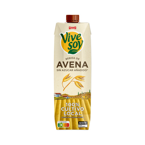 Bebida de avena de cultivo local 100%, sin azúcar añadido VIVESOY de Pascual 1 l.