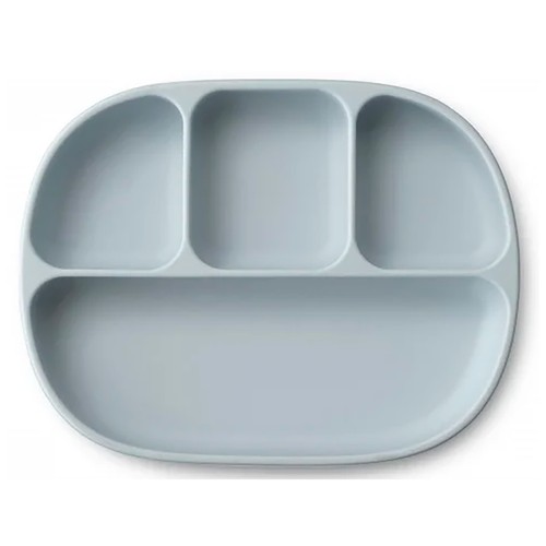 Plato de silicona con ventosa y tapa, color azul, INTERBABY.