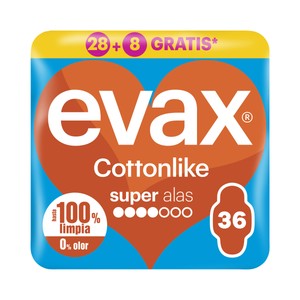 Imagen de EVAX Cottonlike Compresas super con alas 36 uds.