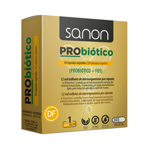 Imagen de SANON Probióticos con Microorganismos, FOS y vitamina C (complemento alimenticio) 30 cápsulas vegetales.
