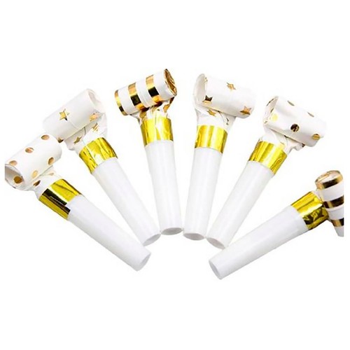 Set de 6 unidades de matasuegras dorados, ACTUEL.