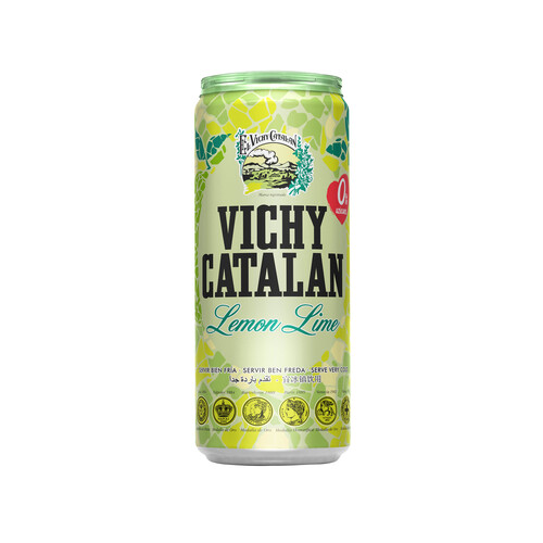 VICHY CATALAN Agua mineral con gas sabor lima limón lata de 33 cl.