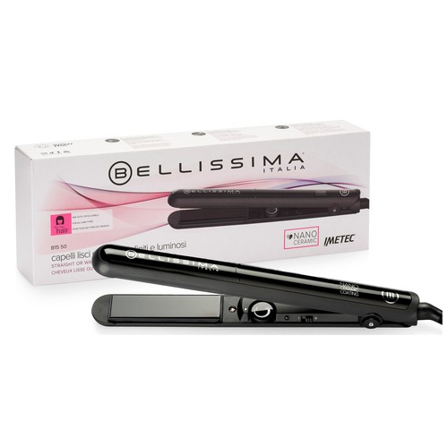 Plancha alisadora de pelo BELLISSIMA B15 50, con placas de nanocerámica, color negro.