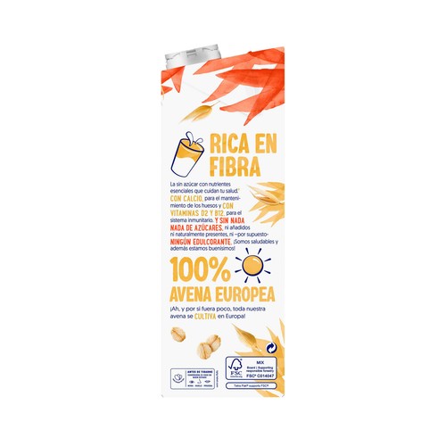 ALPRO Bebida de avena 100% vegetal, sin azúcar ni edulcorantes  1 l
