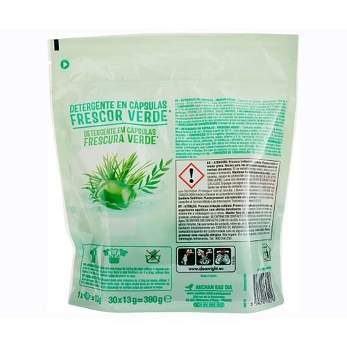 PRODUCTO ALCAMPO Detergente en cápsulas para máquina frescor verde 30 ds.