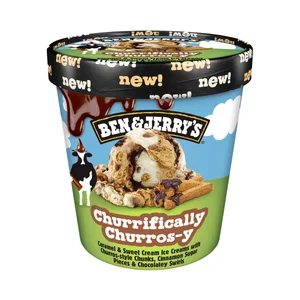 BEN & JERRY'S Churrifically Tarrina de helado de caramelo y nata con trozos de churros caramelizados 465 ml.