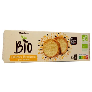 ALCAMPO ECOLÓGICO Galletas de mantequilla ecológicas palets bretons 125 g.