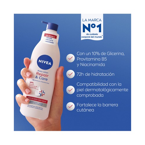 NIVEA Repara & cuida Loción corporal (body milk) hidratación intensa, para pieles secas y muy secas 400 ml.