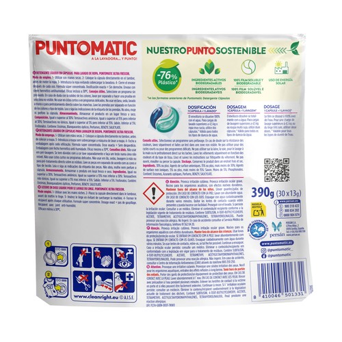 PUNTOMATIC Detergente en capsulas ultra frescor 22+8ds.