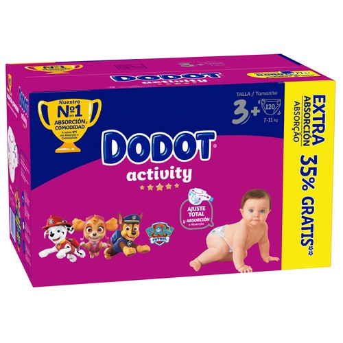 DODOT Activity Pañales talla 3+ (7-11 kg) 120 uds.