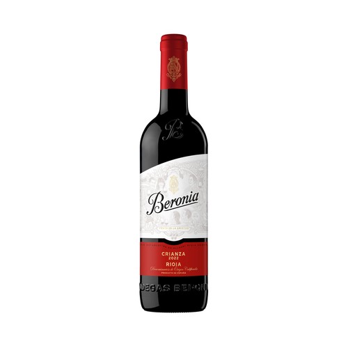 Vino tinto crianza con denominación de origen calificada Rioja BERONIA botella de 75 cl.