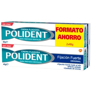 POLIDENT Crema fijadora para dentaduras postizas, con efecto sellado y sabor a menta POLIDENT 2 x 40 g.