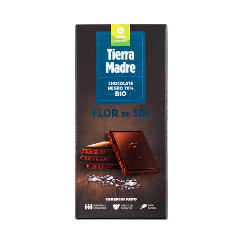 INTERMÓN OXFAM Chocolate negro 70% cacao Flor de Sal ecológico INTERMÓN OXFAM TIERRA MADRE 100 g.