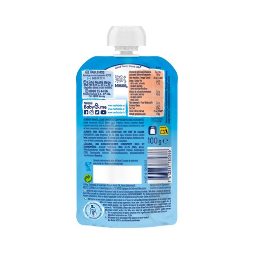 YOGOLINO Bolsita de fruta (plátano) para bebés a partir de 6 meses YOGOLINO de Nestlé 100 g.