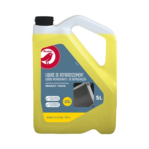 Líquido refrigerante con temperatura de protección de hasta -25ºC, 5L amarillo apto para Renault y Dacia, 35% ETILENGLICOL,  ALCAMPO.
