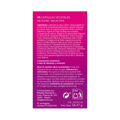 ONEVIT Multivitamínico (13) y multiminerales (11) especial mujer 45 uds.