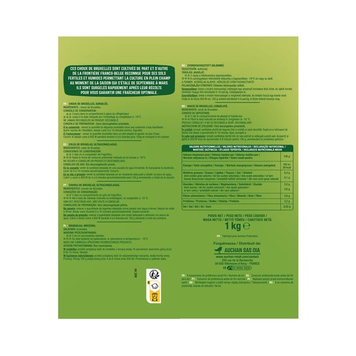 AUCHAN Coles de Bruselas ultracongeladas 1 kg Producto Alcampo.