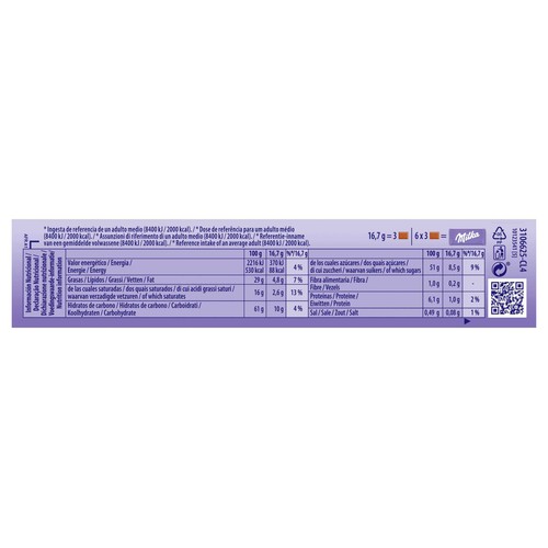 MILKA Choco-swing Chocolate con leche relleno de galleta 100 g.