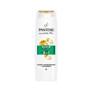 PANTENE Pro-v suave & liso Champú + acondicionador + tratamiento para cabellos encrespados y apagados 500 ml.