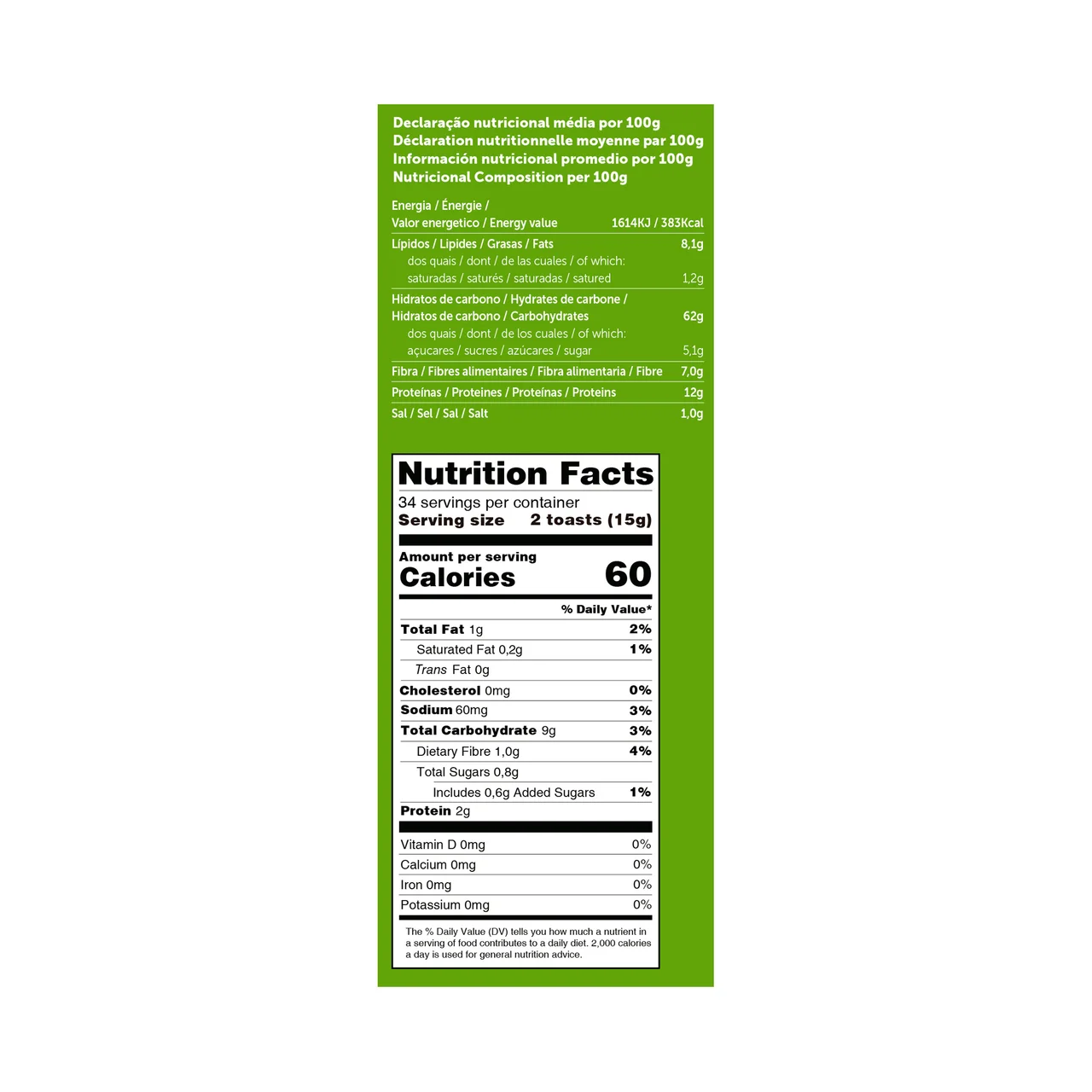 Bisccottes integrales 68 uds. 510 g.