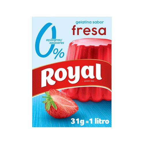 ROYAL Gelatina en polvo sabor fresa 0 % 31 g.