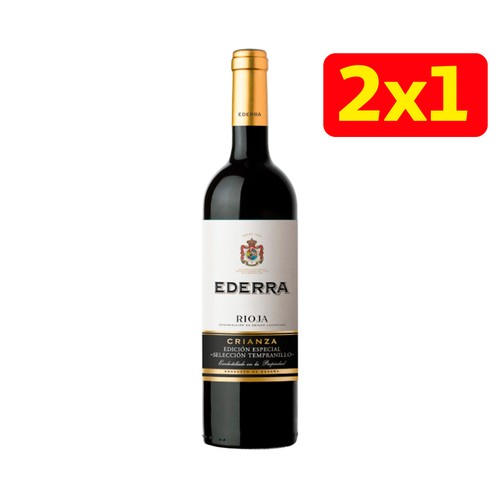 Vino tinto crianza con denominación de origen calificada Rioja EDERRA botella de 75 cl.