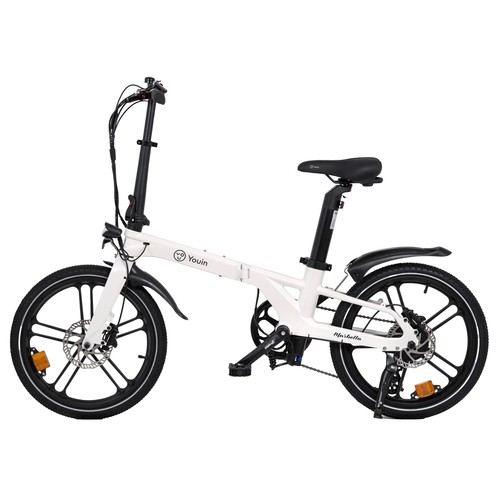 Bicicleta eléctrica plegable YOUIN Marbella Cream, 250W, ruedas 20", autonomía 40Km..
