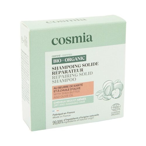COSMIA Bio Champú sólido reparador para cabellos secos y dañados 85 g.