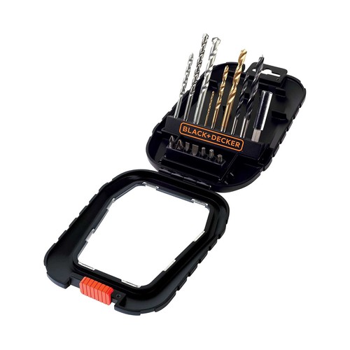 Juego de 16 piezas para Atornillar y taladrar con brocas "Titanio", BLACK + DECKER A7186-XJ.