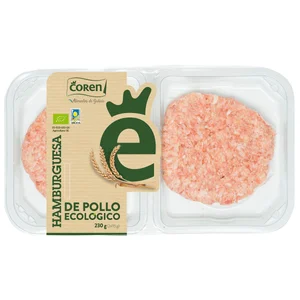 COREN Bandeja con hamburguesa de pollo de procendencia ecológica 2 x 115 g.