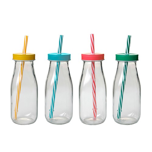 Jarras de 30cl con cañita, colores surtidos, ACTUEL