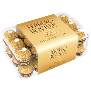 Imagen de FERRERO ROCHER Bombones crujientes de chocolate con leche y avellanas 375 g.
