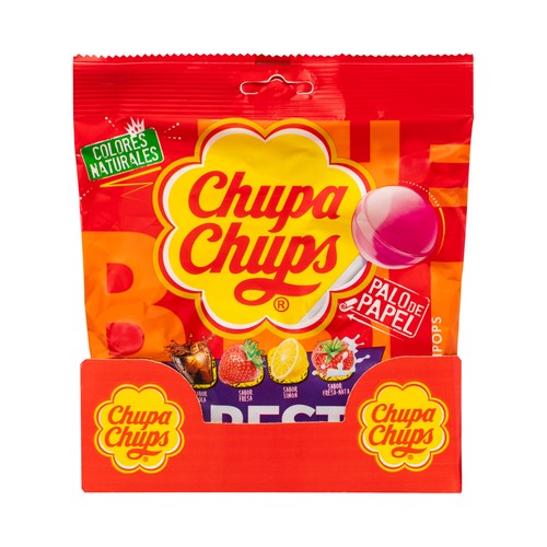 CHUPA CHUPS Original Caramelos con palo de papel de sabores variados 10 uds. 120 gr.