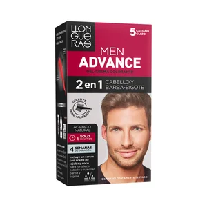 LLONGUERAS Coloración permanente en gel-crema para cabello, barba y bigote, tono 5 castaño claro LLONGUERAS Men avance.