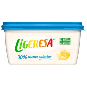 LIGERESA Materia grasa para untar vegetal 38%, menos calorías elaborada con ingredientes 100% naturales 500 g.