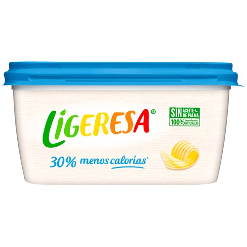 Imagen de Tarrina de margarina con un 30% menos de calorias, elaborada con ingredientes 100% naturales LIGERESA 500 g.