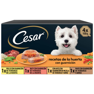 Imagen de CESAR Comida para perro adulto a base de buey, pollo, aves y cordero 4 uds. de 150 g.