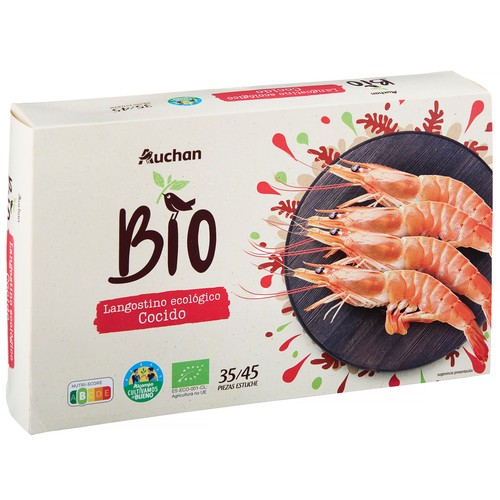 ALCAMPO CULTIVAMOS LO BUENO ECOLÓGICO  Langostino blanco 35 / 45 cocido, ecológico y ultracongelado  (P.N. 700g)