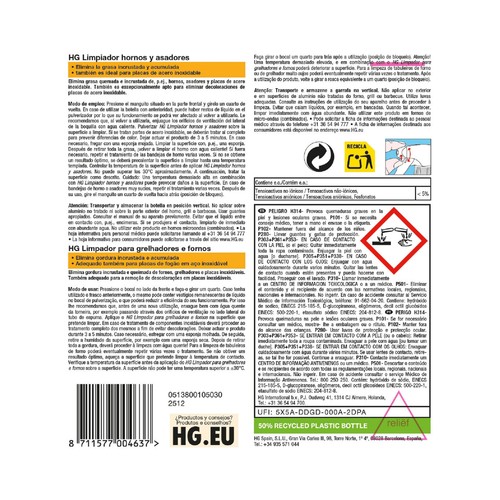 HG Limpiador de hornos y asadores  500 ml.