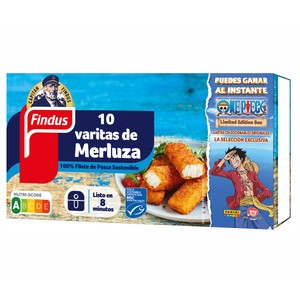 FINDUS Varitas de merluza (100% filete procedente de pesca sostenible MSC) 250 g.