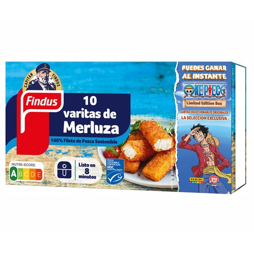 FINDUS Varitas de merluza (100% filete procedente de pesca sostenible MSC) 250 g.
