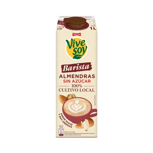 VIVESOY Barista de Pascual Bebida vegetal de almendras sin azúcar, especial café 6 x 1 l.