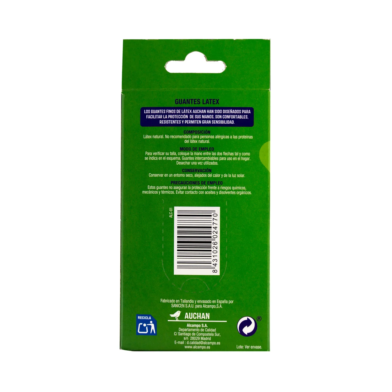 PRODUCTO ALCAMPO Guantes finos de latex talla P 20 uds.