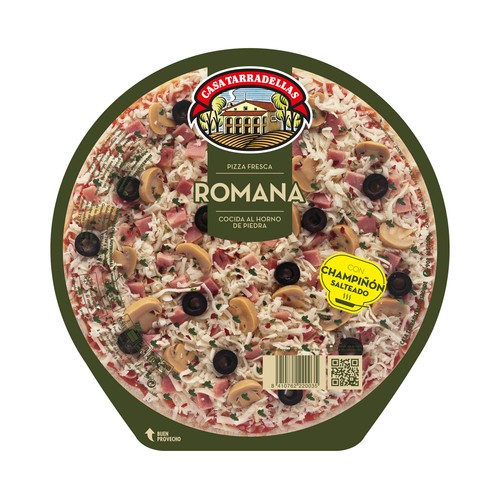 CASA TARRADELLAS Pizza fresca romana con champiñón salteado y cocida al horno de piedra CASA TARRADELLAS 410 g.